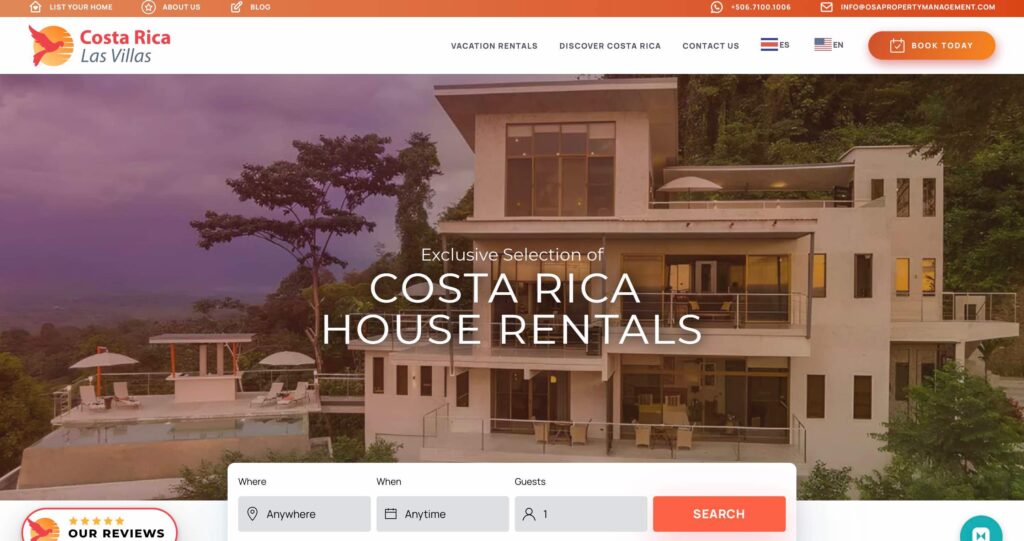 costa ricas new vacation rental website 