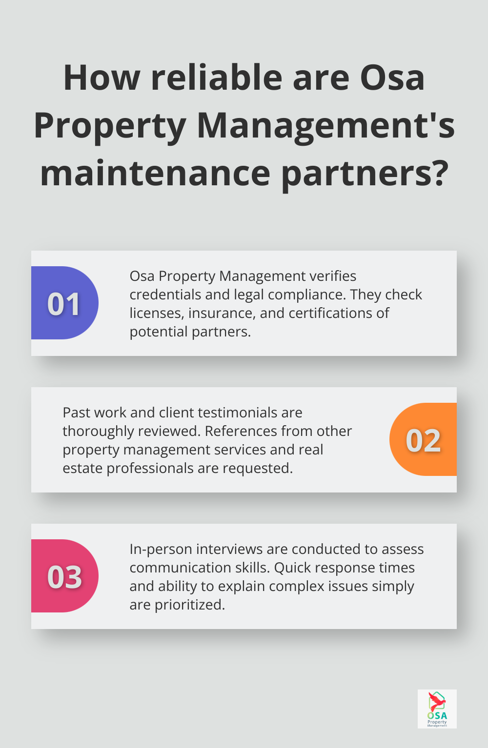 Infographic: How reliable are Osa Property Management's maintenance partners?