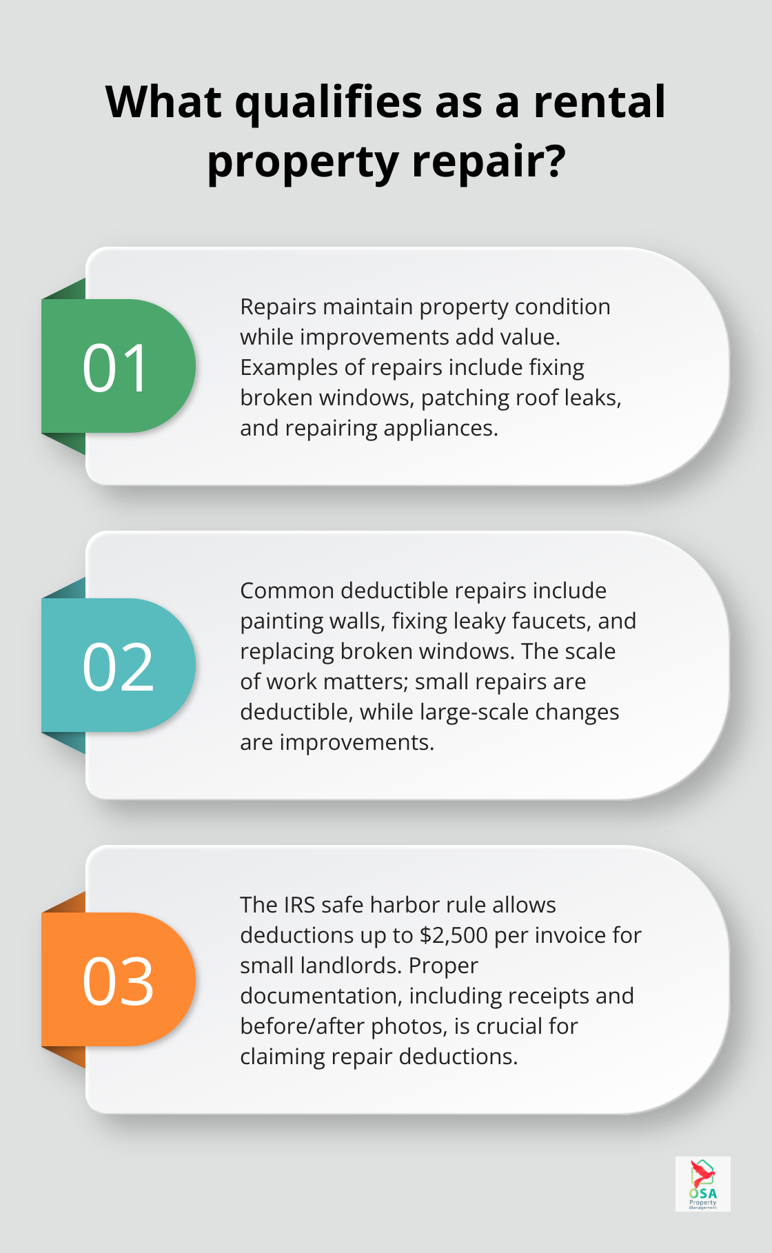 Infographic: What qualifies as a rental property repair? - rental property repair tax deduction