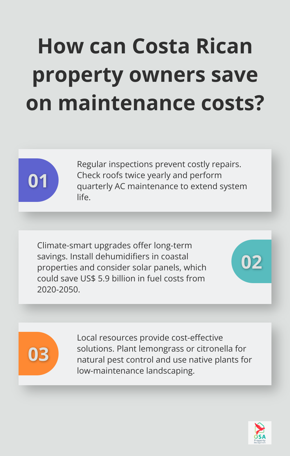 Infographic: How can Costa Rican property owners save on maintenance costs?