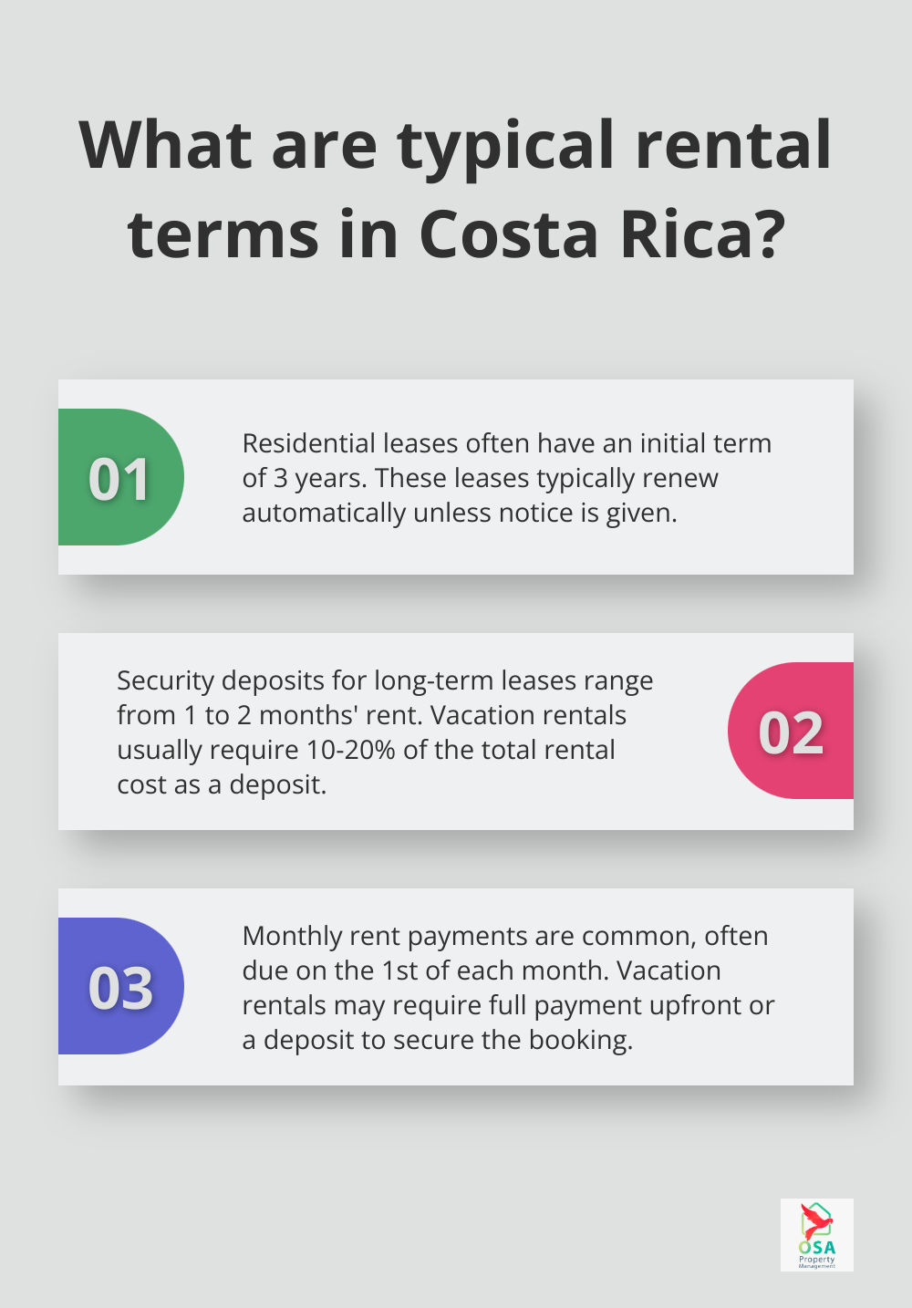 Infographic: What are typical rental terms in Costa Rica? - Rental agreements