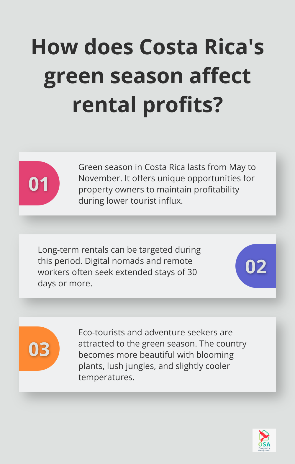 Infographic: How does Costa Rica's green season affect rental profits?