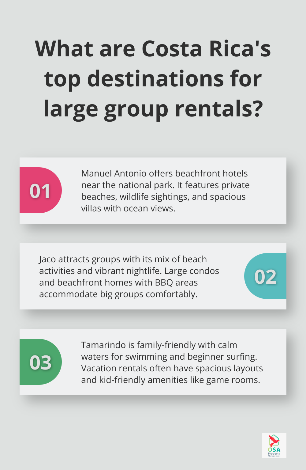 Infographic: What are Costa Rica's top destinations for large group rentals?