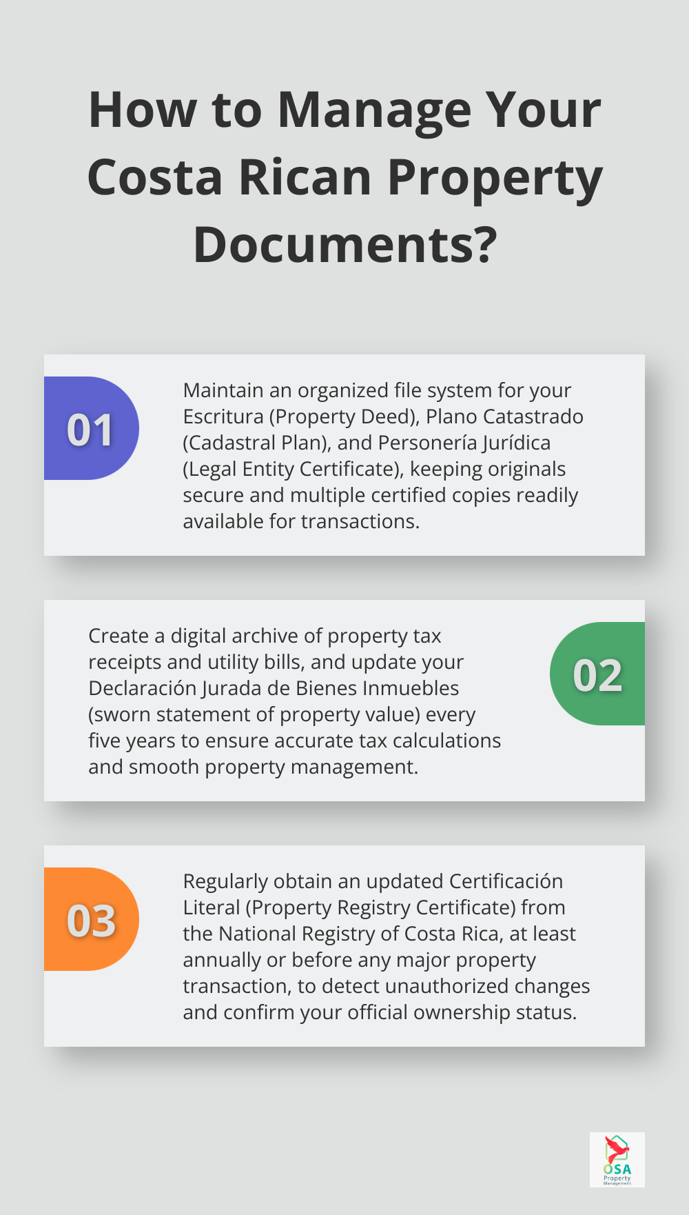 Infographic: How to Manage Your Costa Rican Property Documents?