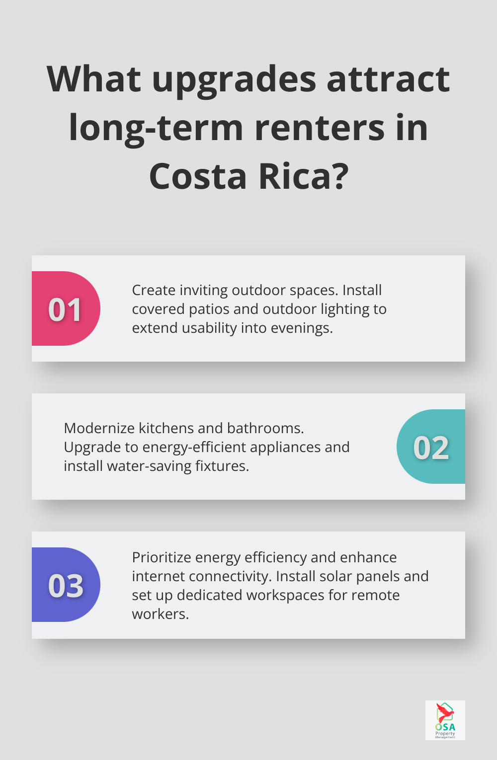 Infographic: What upgrades attract long-term renters in Costa Rica? - Rental optimization