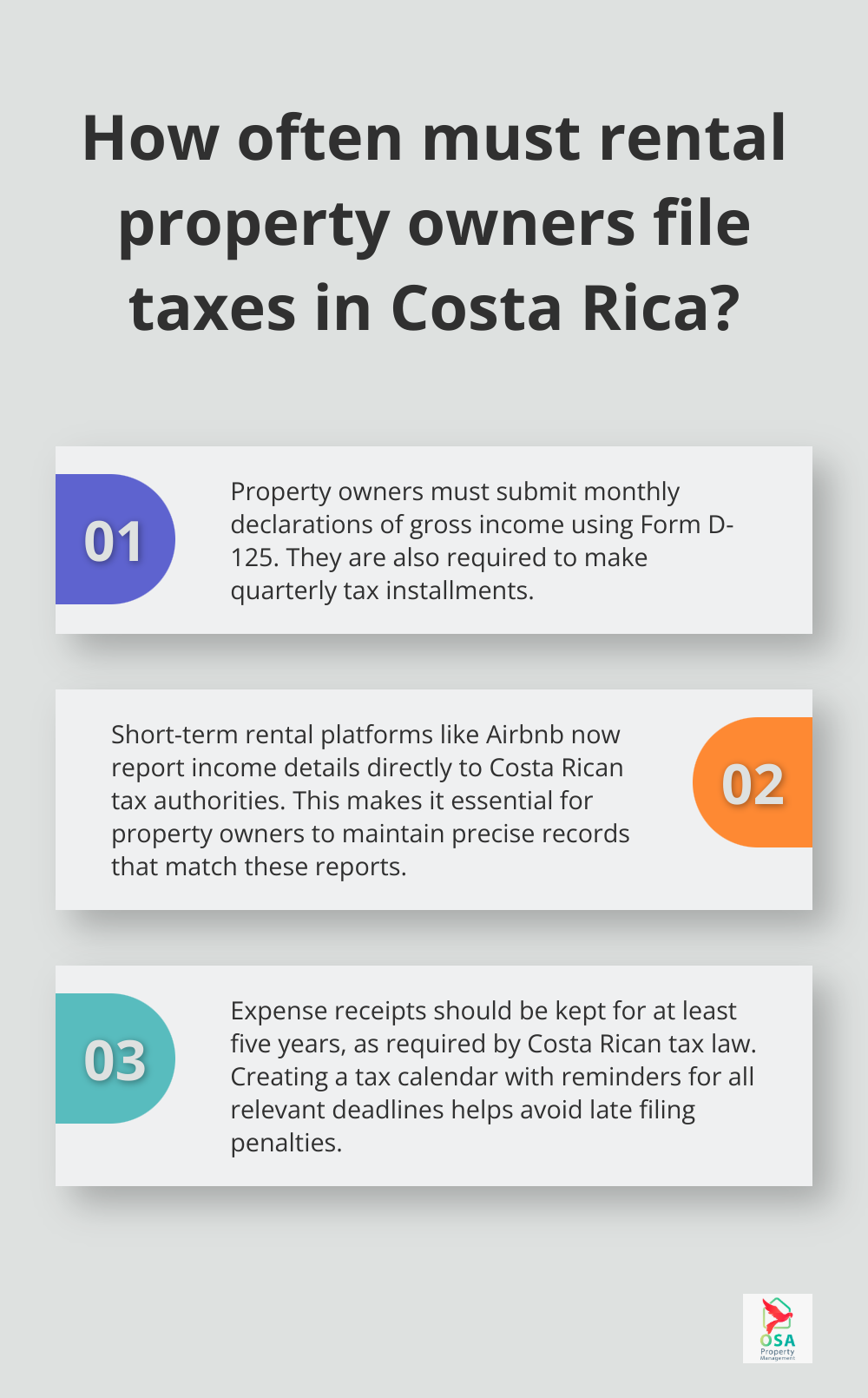 Infographic: How often must rental property owners file taxes in Costa Rica?