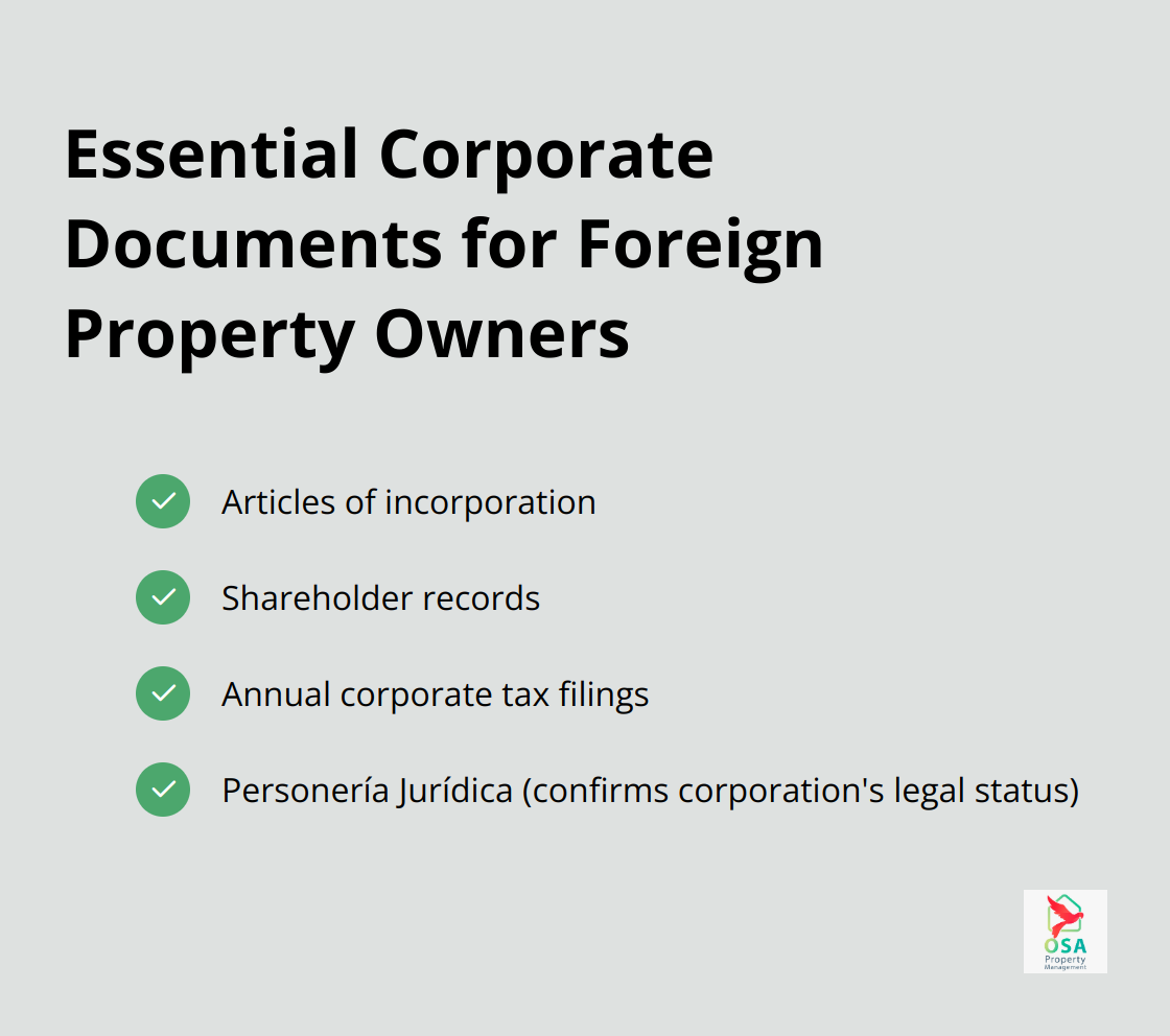 Checklist of essential corporate documents for foreign property owners in Costa Rica - Property documentation