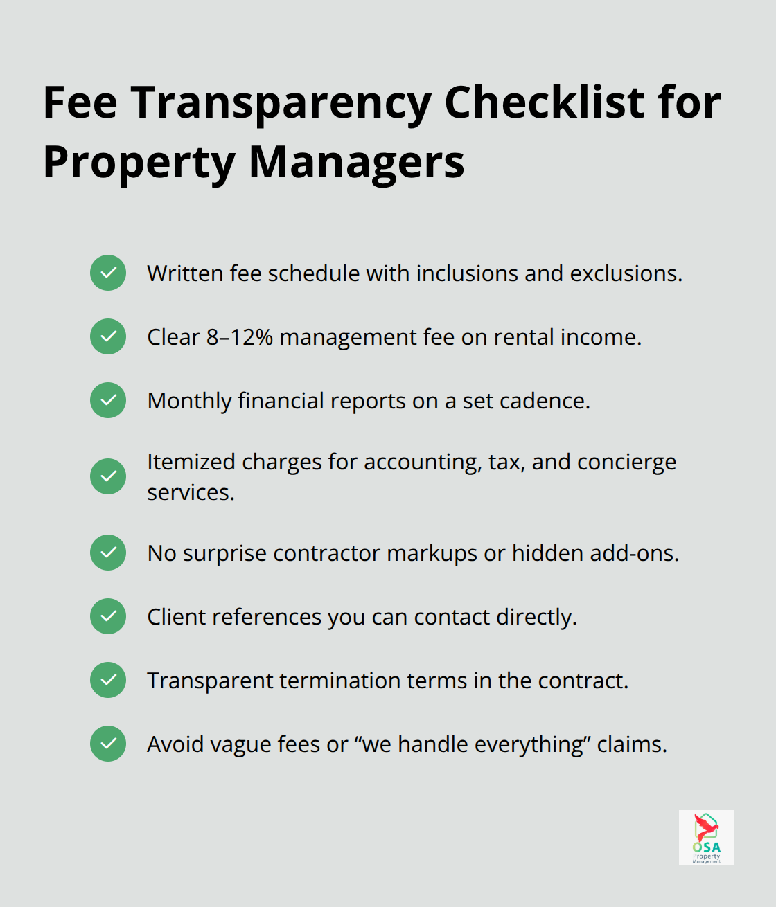 Checklist of transparent fees, documentation, and red flags when hiring a Costa Rica property manager. - Costa Rica property management