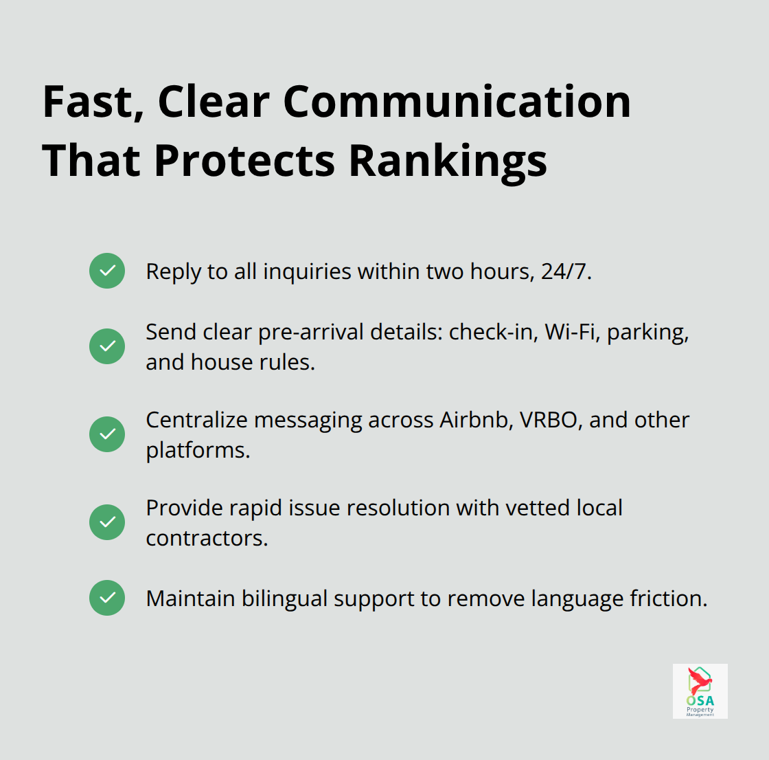 Checklist of guest communication best practices for higher search visibility and reviews - Manuel Antonio property management