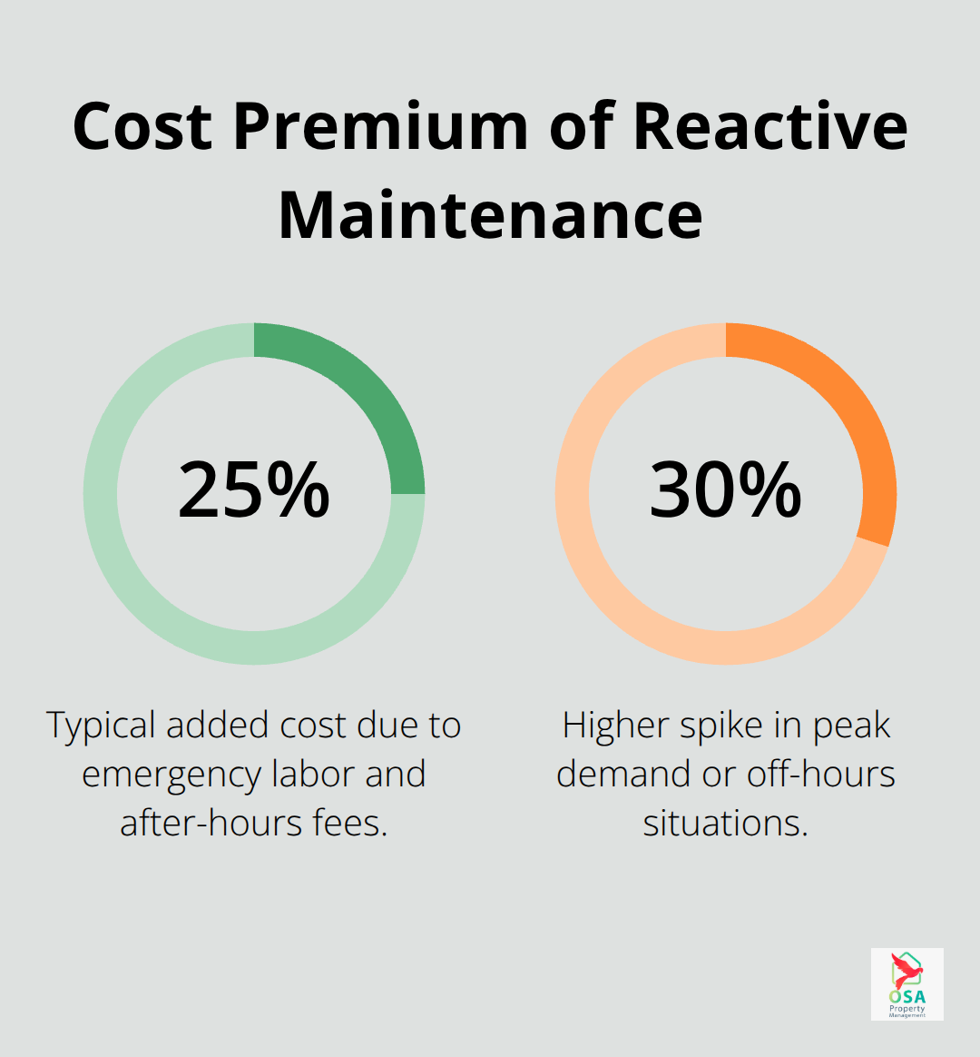 Percentage cost increase for reactive maintenance versus planned work - Property maintenance schedule