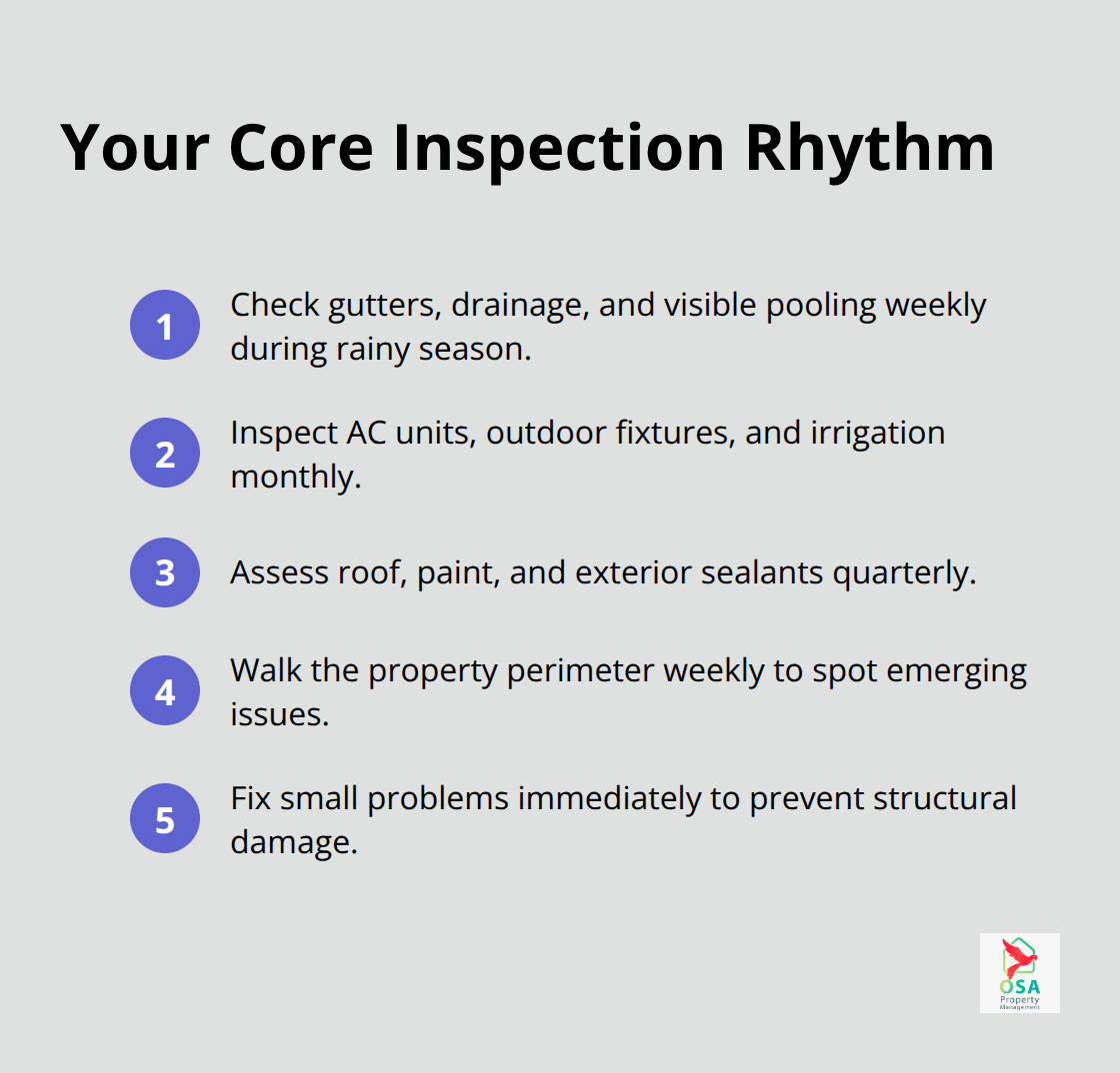 Compact checklist of weekly, monthly, and quarterly inspections for Costa Rica properties. - Outdoor maintenance Costa Rica
