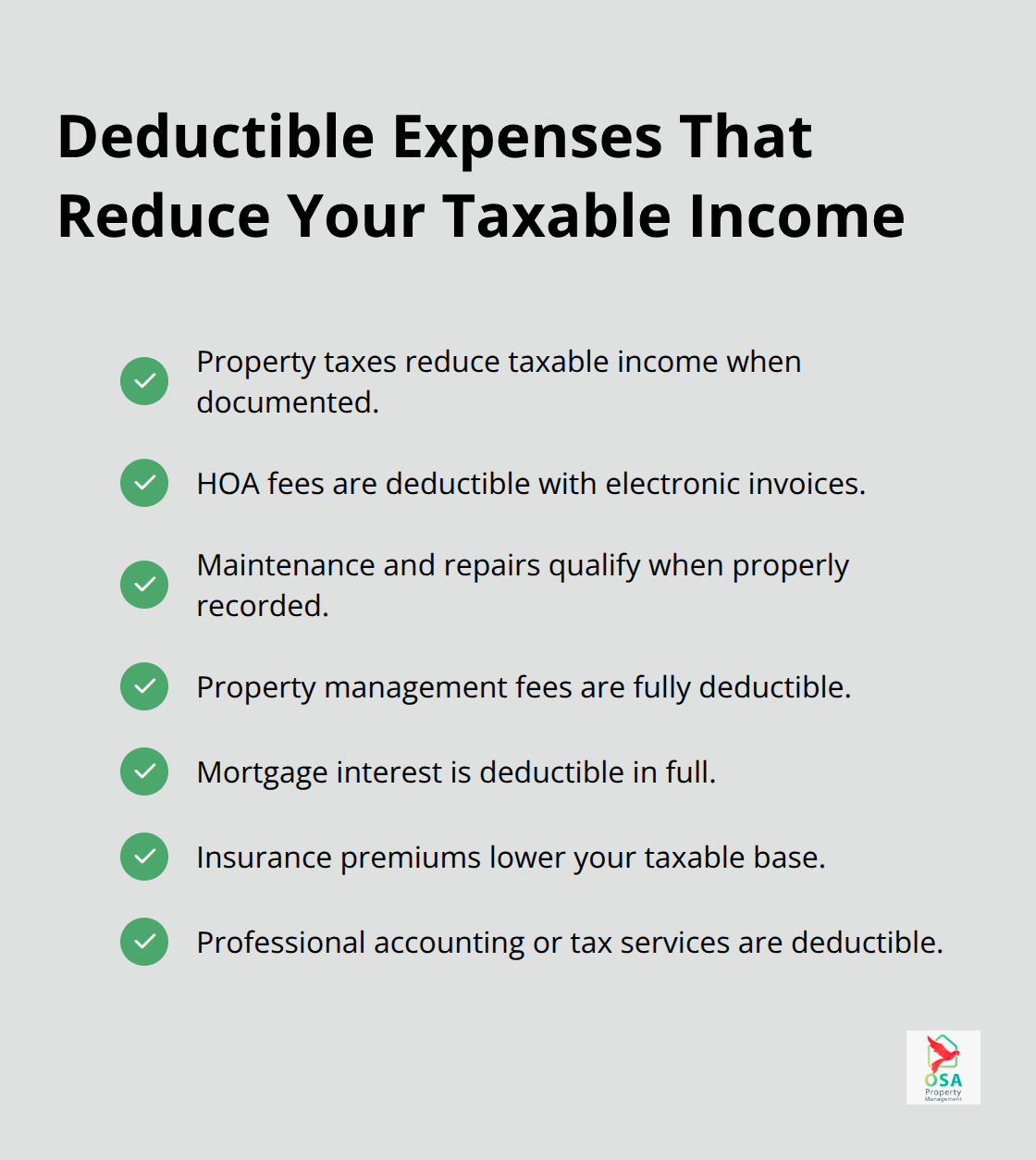 Checklist of common deductible expenses for Costa Rica rental properties. - Rental tax Costa Rica
