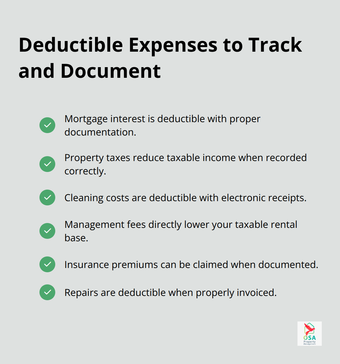 Checklist of common deductible rental expenses for Costa Rica filings. - Rental income tax CR