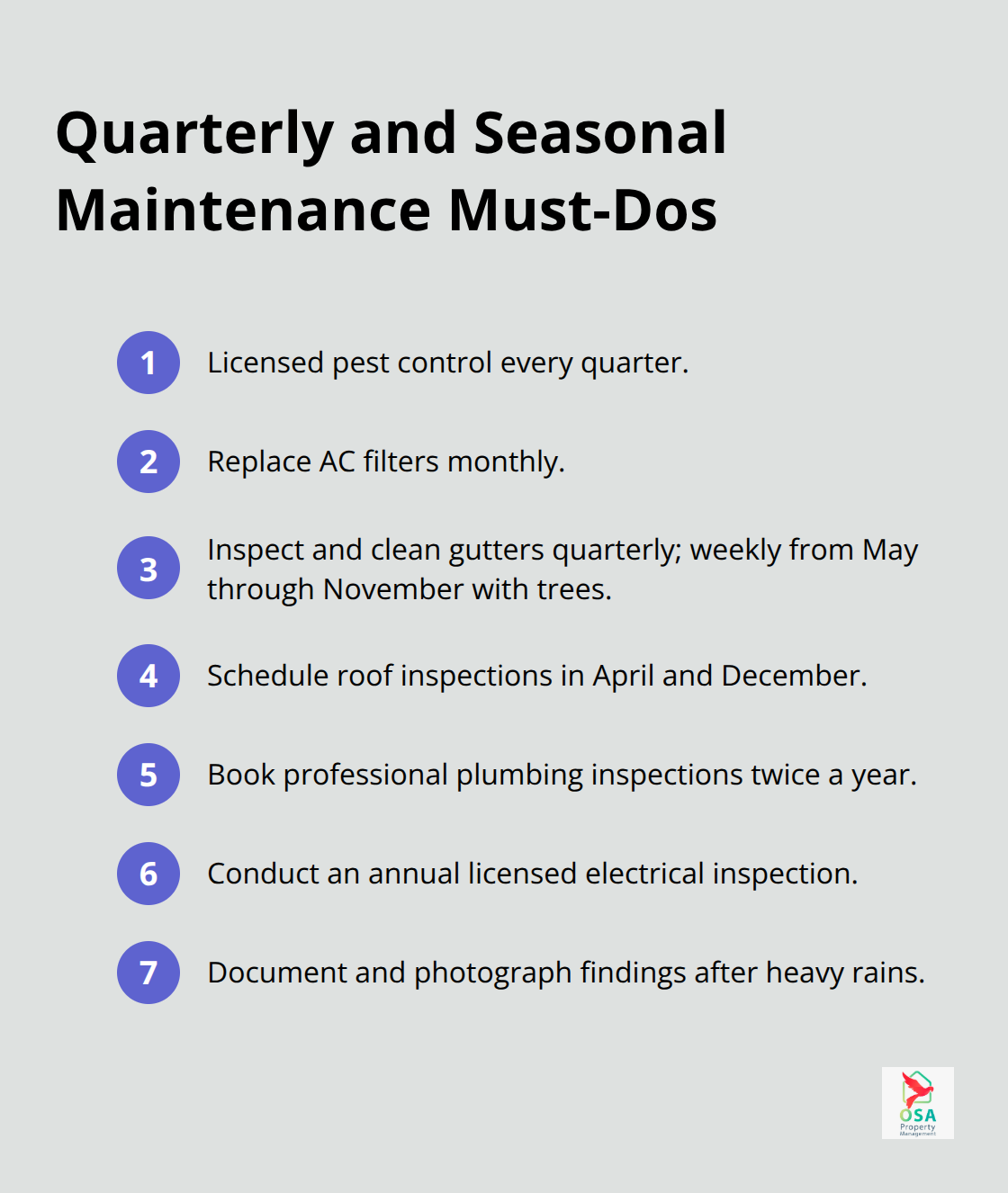Compact checklist of quarterly and seasonal maintenance tasks for Costa Rica properties. - Home maintenance Costa Rica