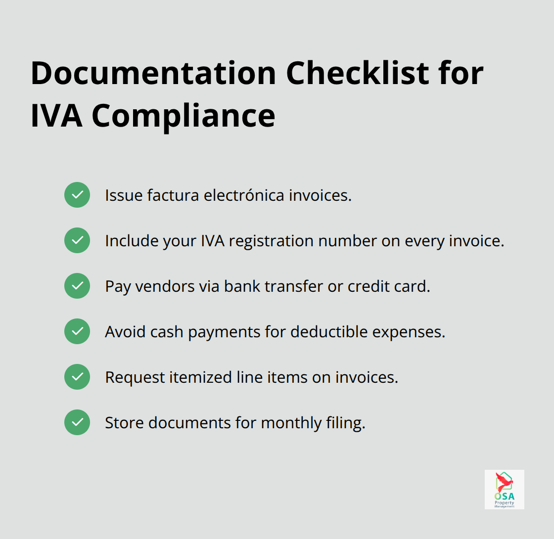 Checklist of documentation steps Costa Rica rental owners should follow to stay IVA compliant. - CR IVA basics